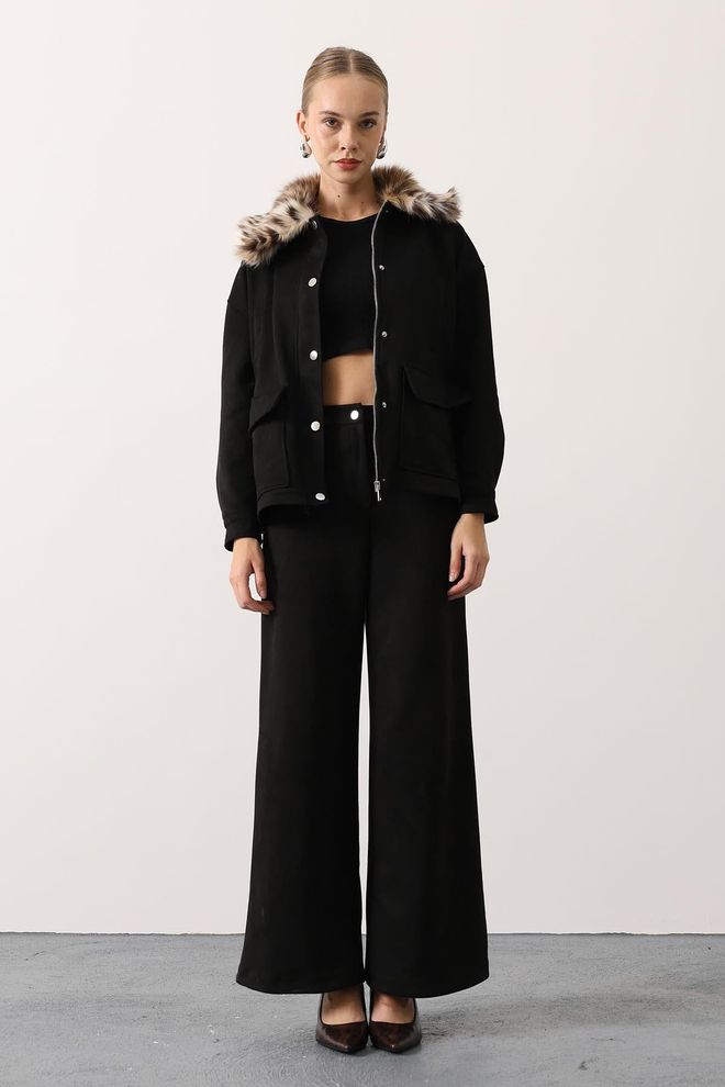 Reyon Set Nero Elegante Casual Streetwear Abbigliamento all'ingrosso Casuale