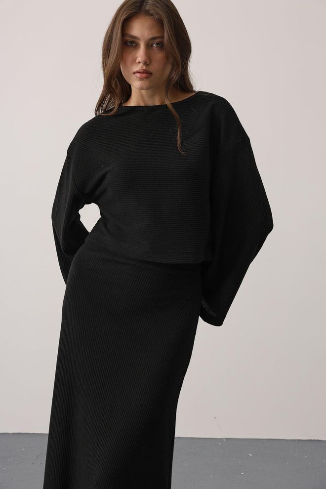 Reyon Поставил Черный Повседневный Элегантный Русалка Макси Оптовая продажа одежды Бездельничать