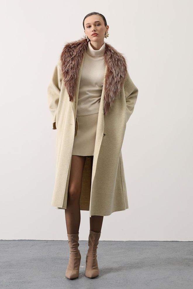 Reyon Casaco Castanho Elegante Oversized De Dois Botões Roupas por atacado Outono