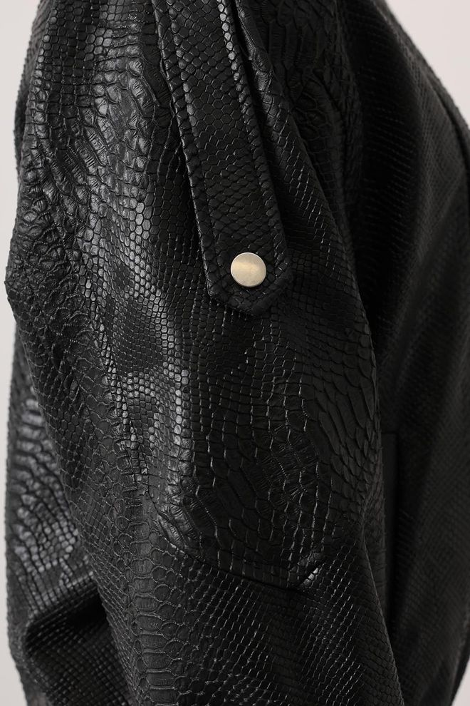 Reyon Black Biker Jacket With Animal Print And Oversized Fit Wholesale Clothing Spring