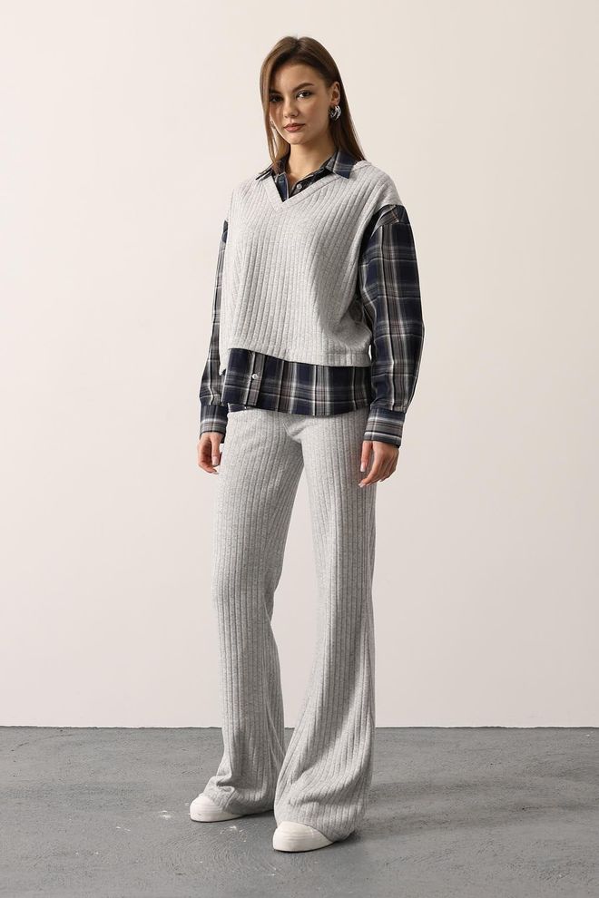 Reyon Grey Casual Sport Streetwear Set Wholesale Clothing Modest