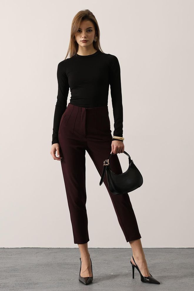 Reyon Claret Red Cigarette Pants Wholesale Clothing Casual