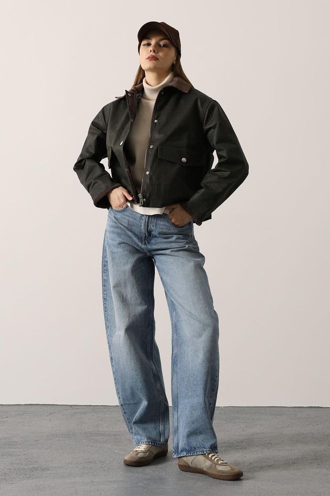 Reyon Black Casual Overshirt Jacket With Flap Pockets Wholesale Clothing Modest