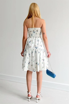 A wholesale clothing model wears REY10371 - Zero Sleeve Dress - Blue, Turkish wholesale Dress of Reyon
