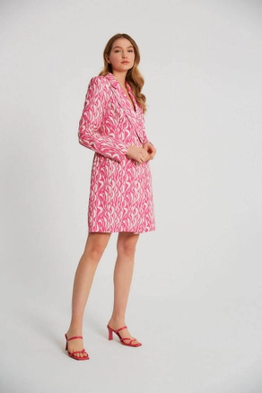A model wears 9658 - Jacket Dress - Fuchsia, wholesale undefined of Robin to display at Lonca