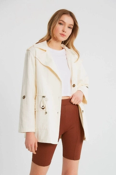 Veľkoobchodný model oblečenia nosí 9747 - Jean Coat - Cream, turecký veľkoobchodný Kabát od Robin