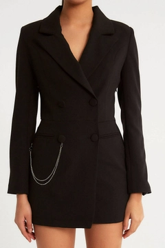 Una modelo de ropa al por mayor lleva 9825 - Jacket - Black, Chaqueta turco al por mayor de Robin