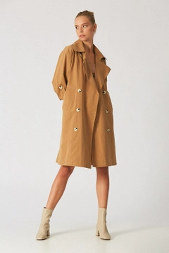 Модел на дрехи на едро носи 3261 - Camel Topcoat, турски едро Палто на Robin