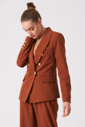 A model wears 3274 - Brown Jacket, wholesale Jacket of Robin to display at Lonca