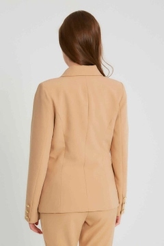 A wholesale clothing model wears 3469 - Camel Jacket, Turkish wholesale Jacket of Robin