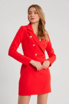 Una modelo de ropa al por mayor lleva 3491 - Red Dress, Vestido turco al por mayor de Robin