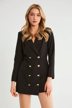 A wholesale clothing model wears 10565 - Jacket - Black, Turkish wholesale Jacket of Robin