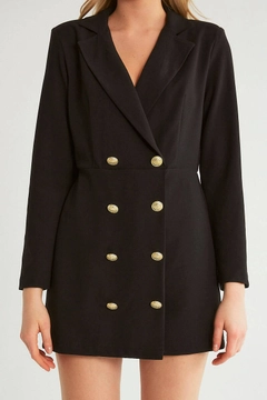 Ένα μοντέλο χονδρικής πώλησης ρούχων φοράει 10565 - Jacket - Black, τούρκικο Μπουφάν χονδρικής πώλησης από Robin