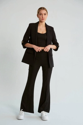 A model wears 12495 - Jacket - Black, wholesale undefined of Robin to display at Lonca