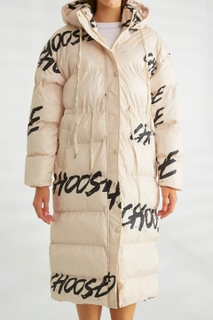 Veleprodajni model oblačil nosi 28409 - Coat - Stone, turška veleprodaja Plašč od Robin