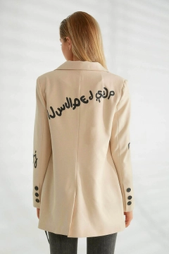 A wholesale clothing model wears 20190 - Jacket - Stone, Turkish wholesale Jacket of Robin