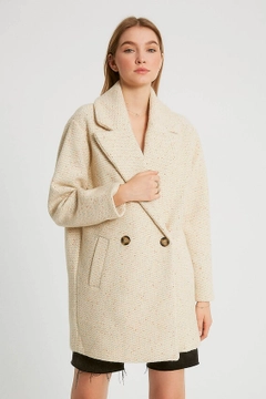 Veleprodajni model oblačil nosi 21336 - Coat - Ecru, turška veleprodaja Plašč od Robin