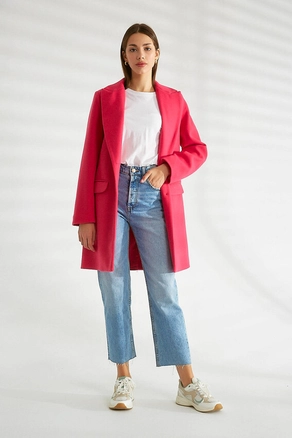 A model wears 30206 - Coat - Fuchsia, wholesale undefined of Robin to display at Lonca