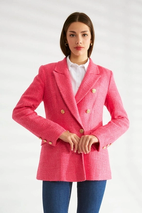 A model wears 30690 - Jacket - Fuchsia, wholesale undefined of Robin to display at Lonca
