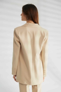 A wholesale clothing model wears 44376 - Jacket - Stone Color, Turkish wholesale Jacket of Robin
