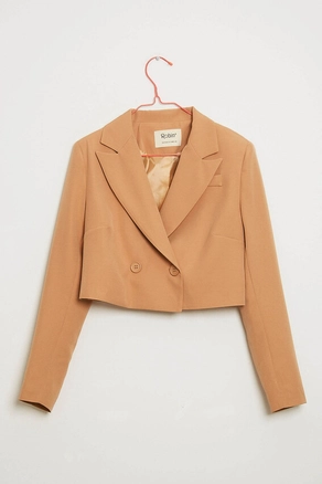 A model wears 44441 - Jacket - Light Camel, wholesale Jacket of Robin to display at Lonca