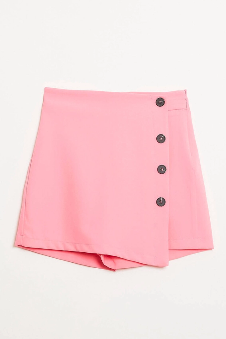 A wholesale clothing model wears ROB10056 - Short Skirt - Candy Pink, Turkish wholesale Skirt of Robin