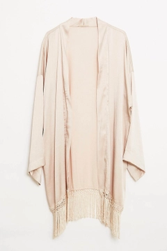 Ένα μοντέλο χονδρικής πώλησης ρούχων φοράει ROB10175 - Kimono - Stone Color, τούρκικο Κιμονό χονδρικής πώλησης από Robin