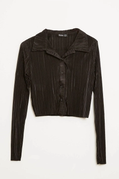 A wholesale clothing model wears ROB10272 - Shirt - Black, Turkish wholesale Shirt of Robin