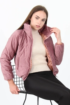 Veleprodajni model oblačil nosi 34967 - Coat - Powder Pink, turška veleprodaja Plašč od Mode Roy