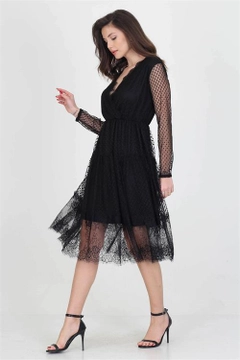 Ένα μοντέλο χονδρικής πώλησης ρούχων φοράει 34989 - Dress - Black, τούρκικο Φόρεμα χονδρικής πώλησης από Mode Roy
