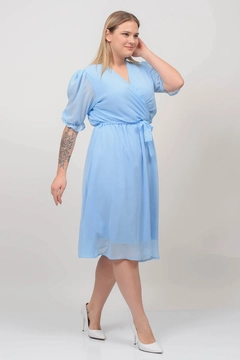 Модел на дрехи на едро носи 35031 - Dress - Baby Blue, турски едро рокля на Mode Roy