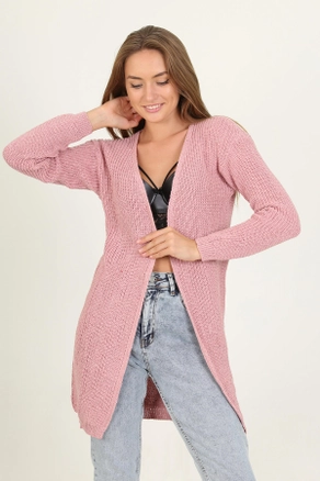 A model wears 35172 - Cardigan - Powder Pink, wholesale Cardigan of Roy Moda to display at Lonca