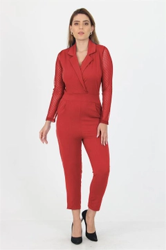 Ein Bekleidungsmodell aus dem Großhandel trägt 35201 - Jumpsuit - Red, türkischer Großhandel Jumpsuit von Mode Roy