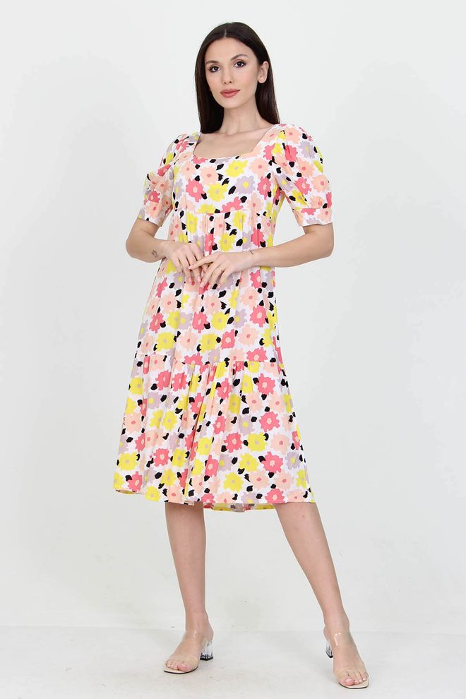 Mode Roy Farbmixkleid Gelb Großhandelskleidung Lässig