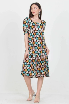 Hurtowa modelka nosi 35759 - Mix Color Dress - Turquoise, turecka hurtownia Sukienka firmy Mode Roy