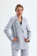 A wholesale clothing model wears sns10821-lined-hürrem-fabric-oversize-blazer-jacket-gray, Turkish wholesale  of 