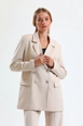 A wholesale clothing model wears sns10856-sense-stone-lined-hürrem-fabric-oversize-blazer-jacket, Turkish wholesale  of 