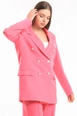 A wholesale clothing model wears sns10860-sense-fuchsia-lined-hürrem-fabric-oversize-blazer-jacket, Turkish wholesale  of 