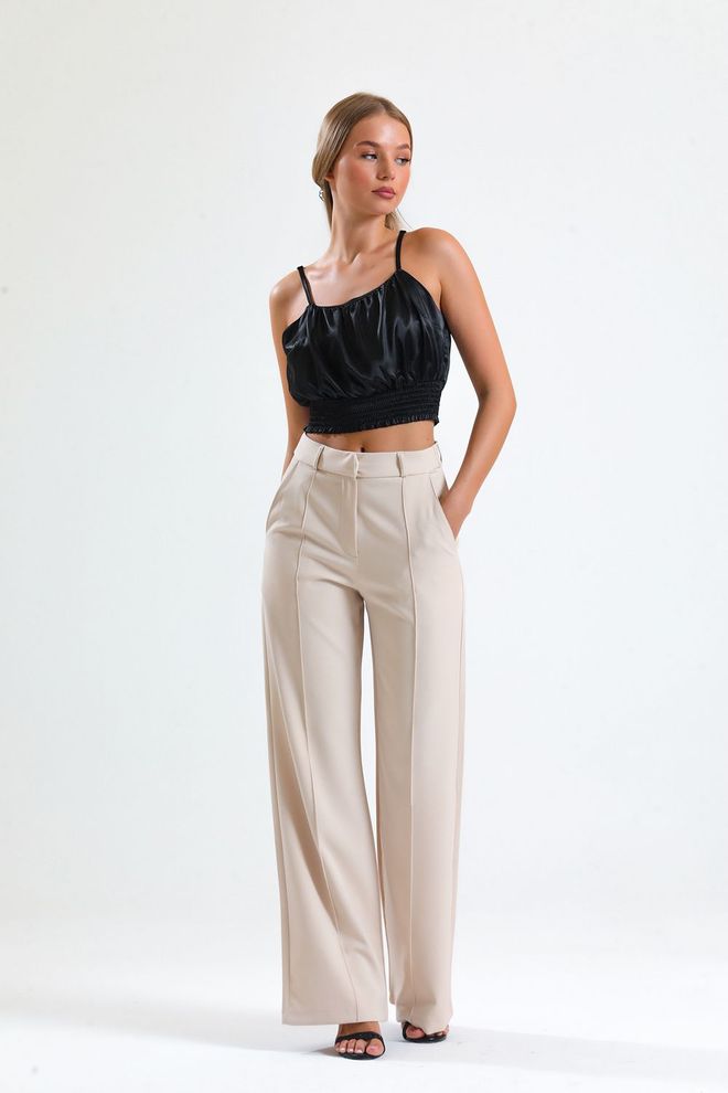 SENSE Sense Stone Ornamental Stitched Hürrem Fabric Wide Leg Trousers Wholesale Clothing Polyester