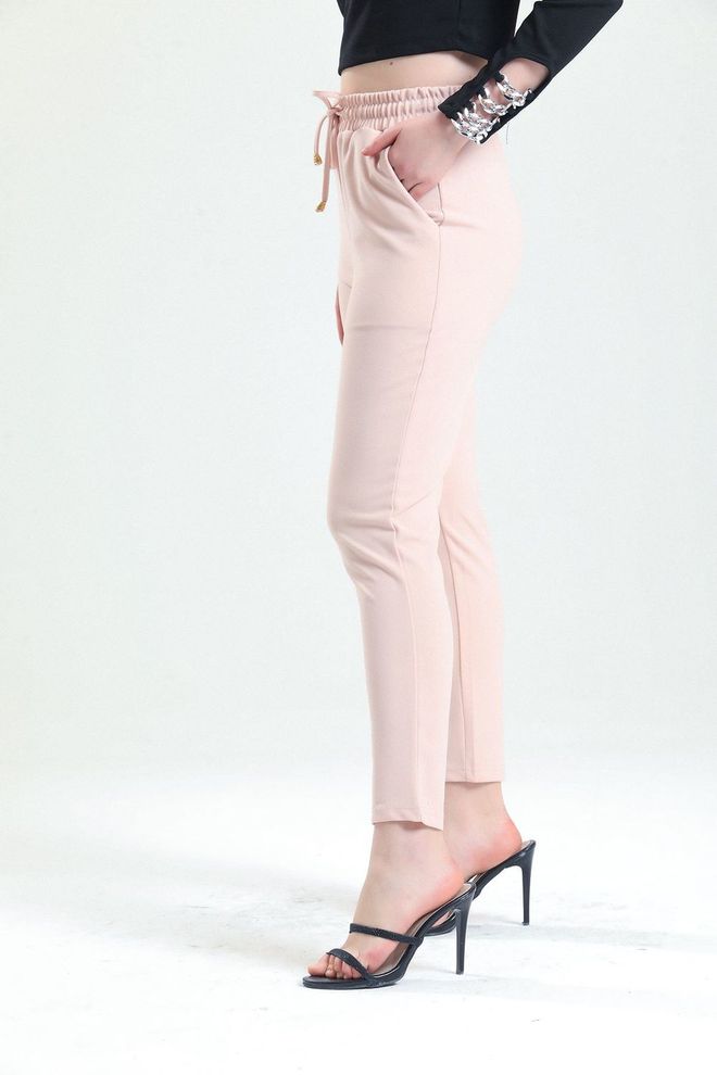 SENSE Sense Powder Waist Elastic Waist Pocket Tie Scuba Crepe Trousers Wholesale Clothing Polyester