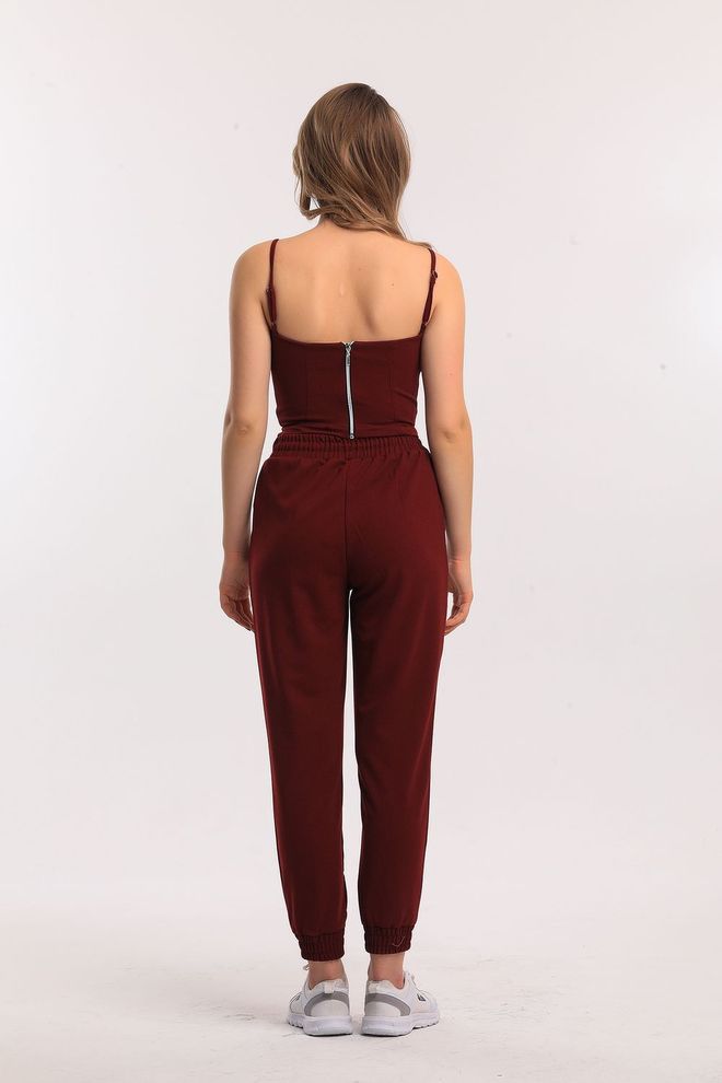 SENSE بنطلون سينس كلاريت أحمر بجيوب سكوبا كريب Pnt33884 ملابس بالجملة رياضات