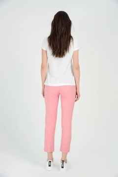 A wholesale clothing model wears sns10876-ankle-fabric-trousers-pink, Turkish wholesale Pants of SENSE