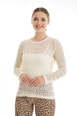 A wholesale clothing model wears sns11121-lace-blouse-ecru, Turkish wholesale  of 