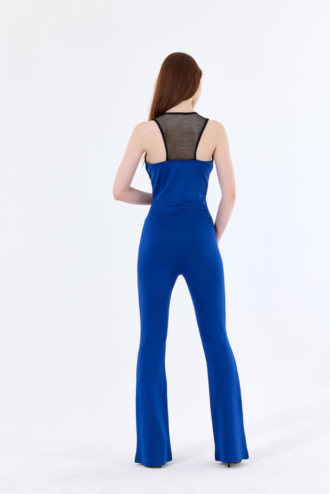 SENSE Sense Saks Jumpsuit With Mesh Front And Back Yoke And Front Zipper Wholesale Clothing No Fabric