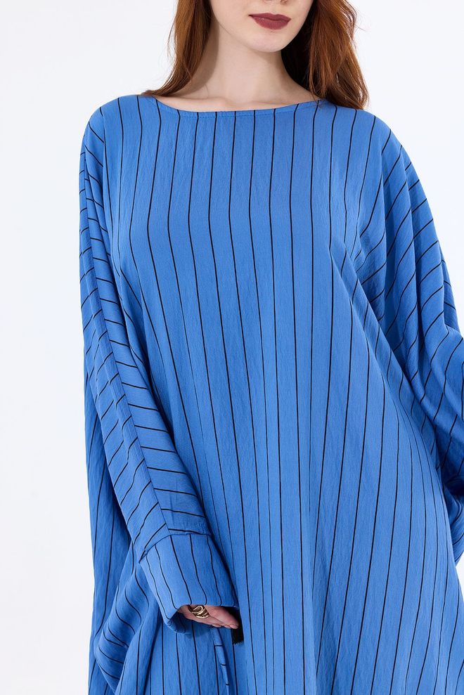 SENSE Sense Indigo Striped Cuffed Viscose Striped Kimono With String Tassels Wholesale Clothing Spring