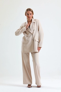 A wholesale clothing model wears sns10911-sense-stone-women's-suit-jacket-and-trousers, Turkish wholesale Suit of SENSE