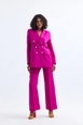 A wholesale clothing model wears sns10931-sense-fuchsia-women's-suit-jacket-and-trousers, Turkish wholesale  of 