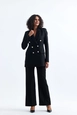 A wholesale clothing model wears sns10934-sense-black-women's-suit-jacket-and-trousers, Turkish wholesale  of 