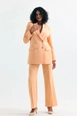 A wholesale clothing model wears sns10935-sense-salmon-women's-suit-jacket-and-trousers, Turkish wholesale  of 