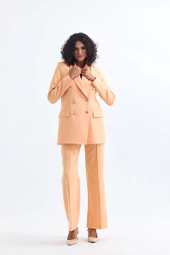 A wholesale clothing model wears sns10935-sense-salmon-women's-suit-jacket-and-trousers, Turkish wholesale Suit of SENSE